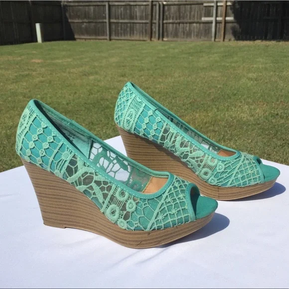 Teal Wedge Turquoise Wedge Shoes Turquoise Woven Leather Sandals